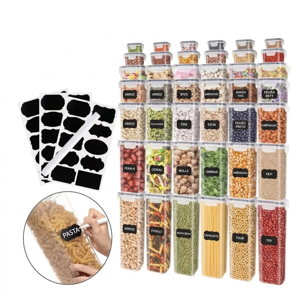 Set of 14 Stackable Square Airtight Containers