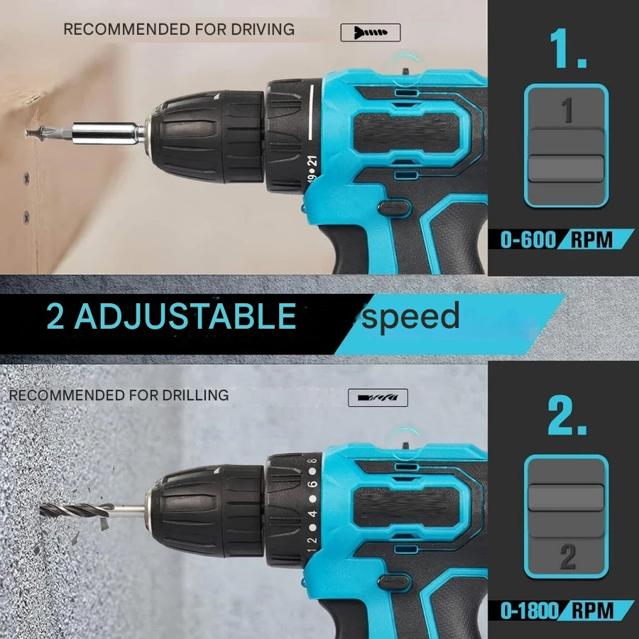 28 Pcs Screwdriver/Drill Kit + 2 Portable Batteries + Free Case