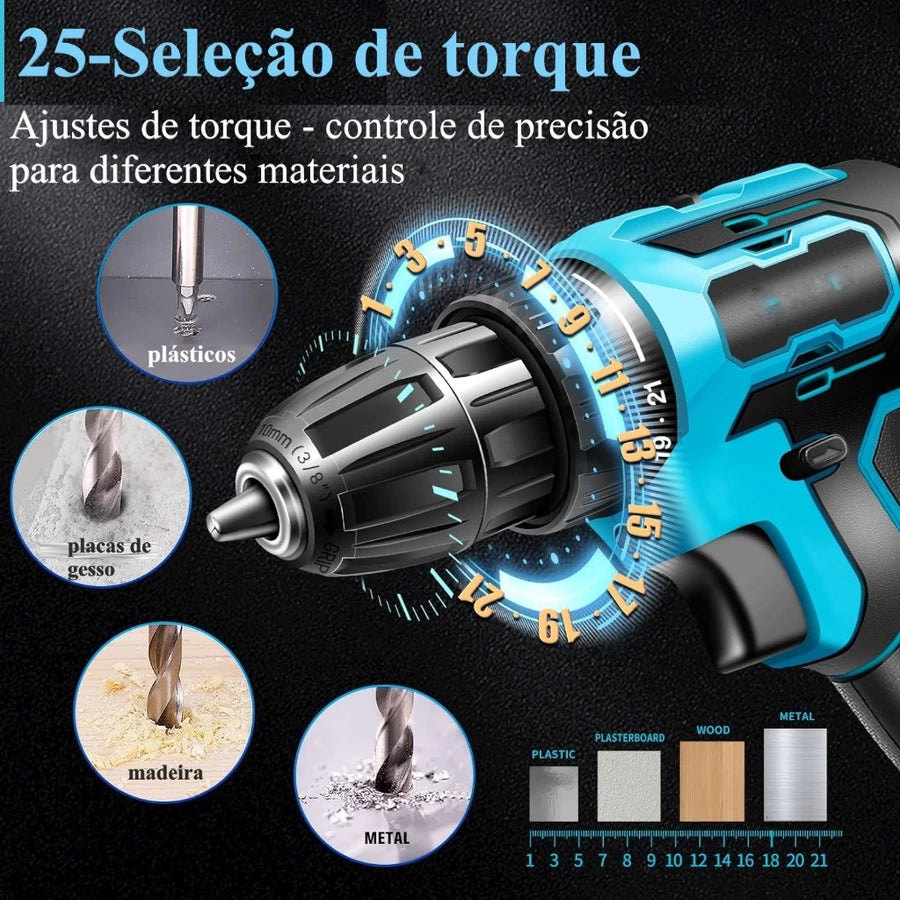 28 Pcs Screwdriver/Drill Kit + 2 Portable Batteries + Free Case