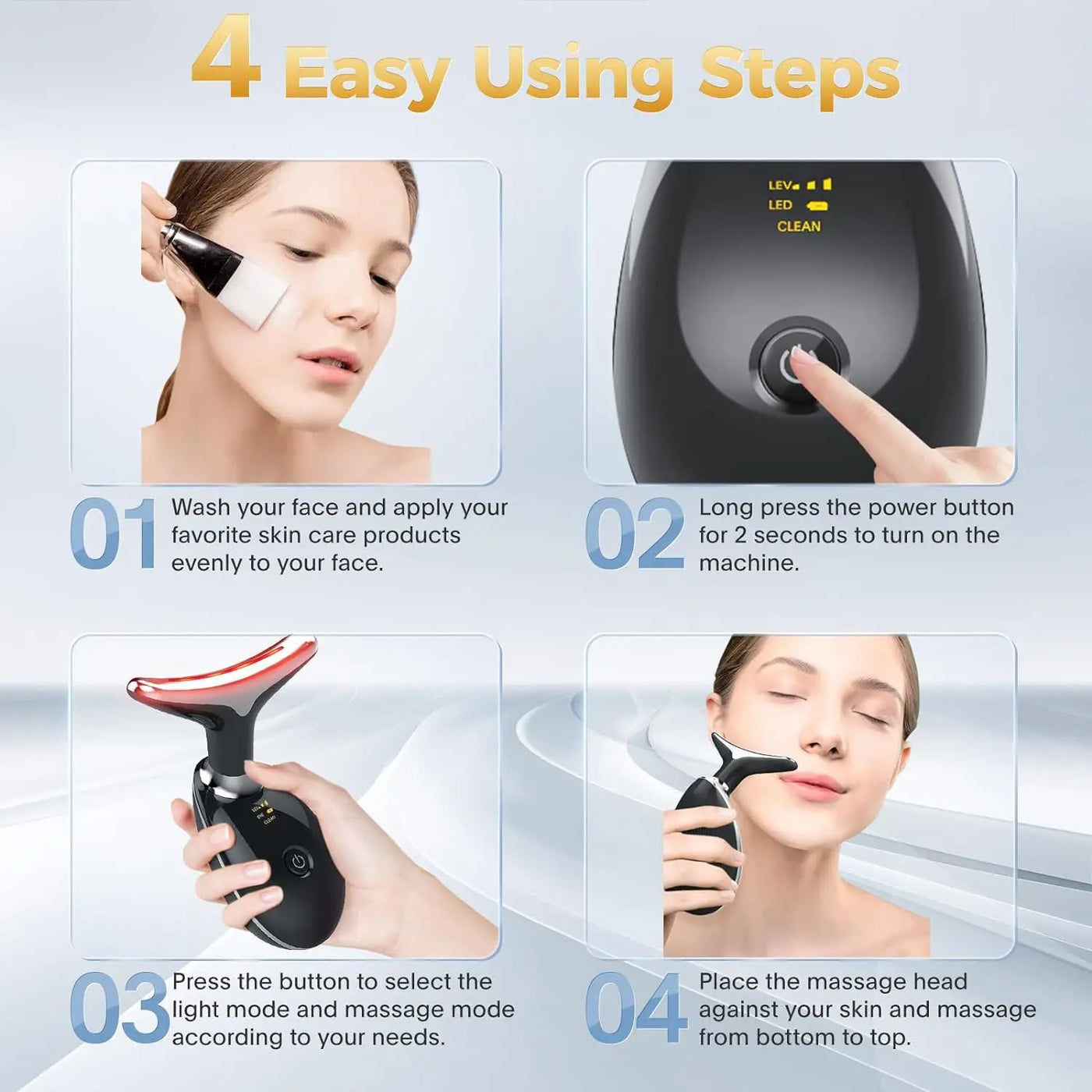 EMS Red Light Face and Neck Lifting, Wrinkle Remover, Tightening Massager