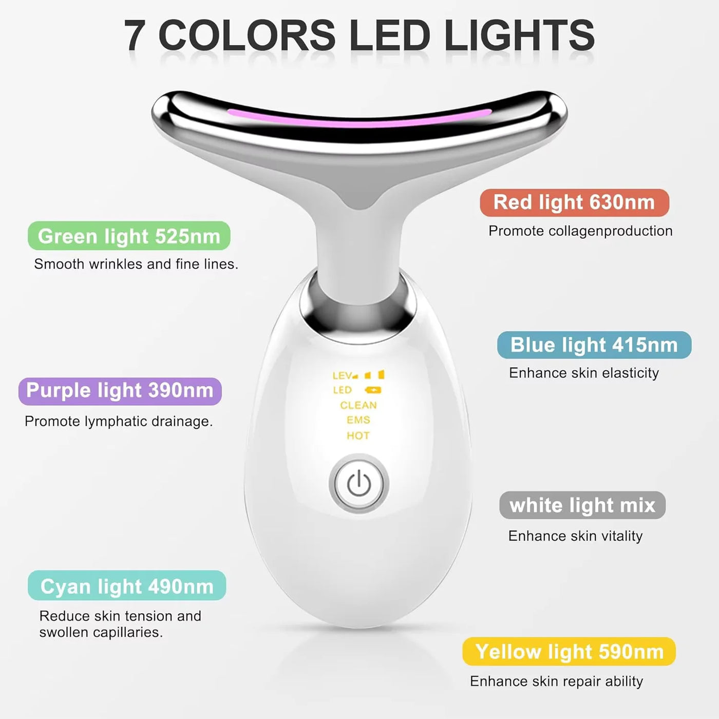 EMS Red Light Face and Neck Lifting, Wrinkle Remover, Tightening Massager