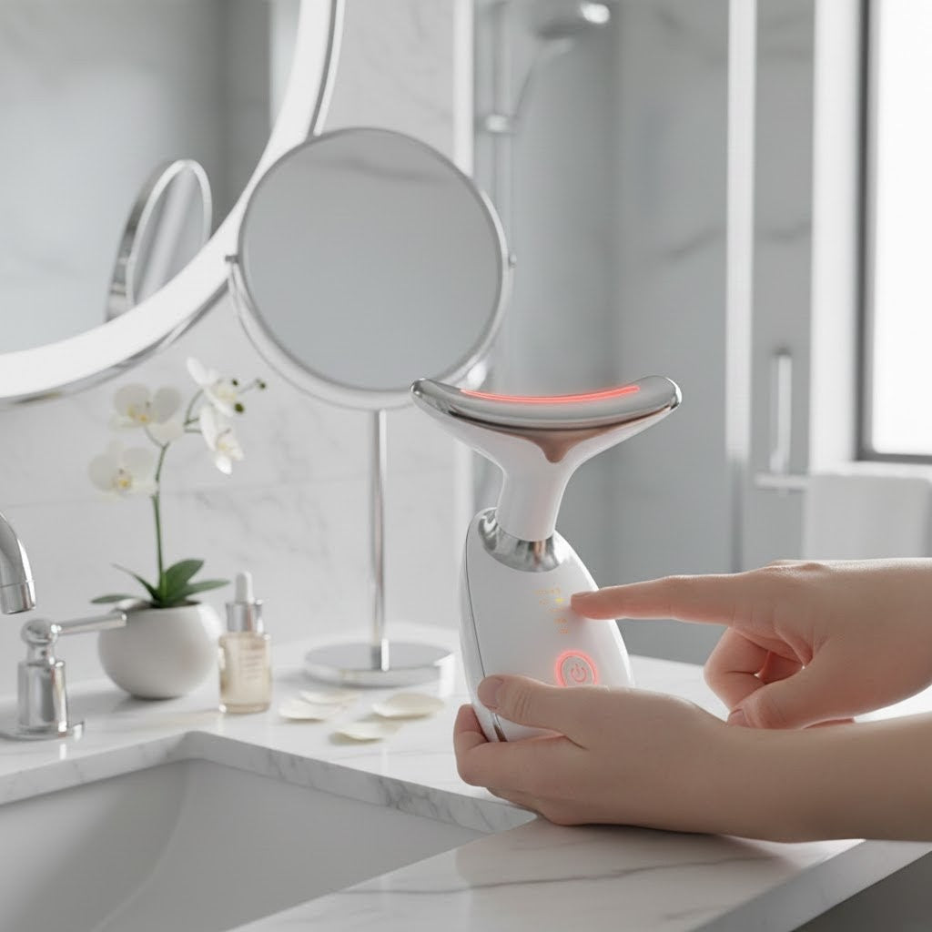 EMS Red Light Face and Neck Lifting, Wrinkle Remover, Tightening Massager