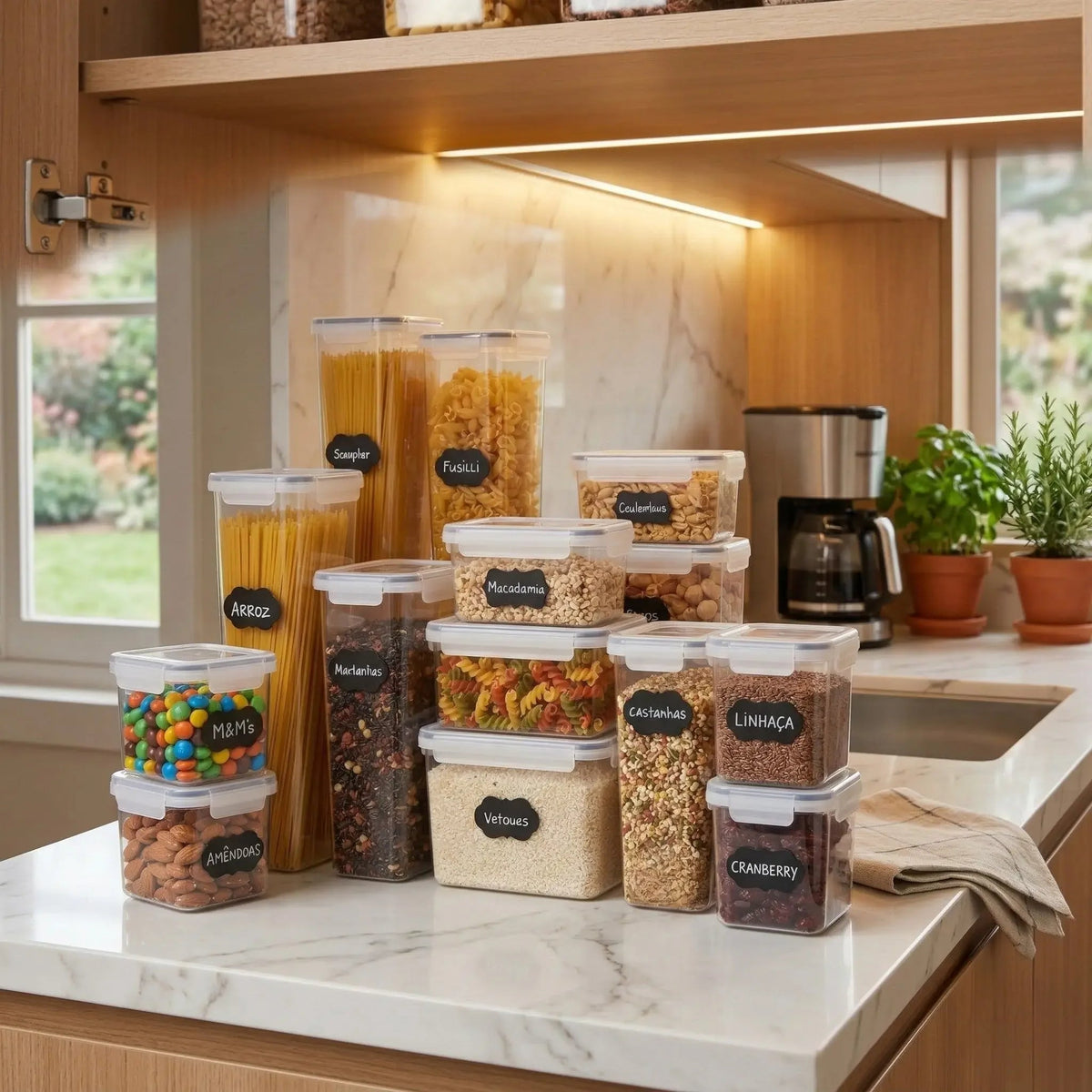 Set of 14 Stackable Square Airtight Containers