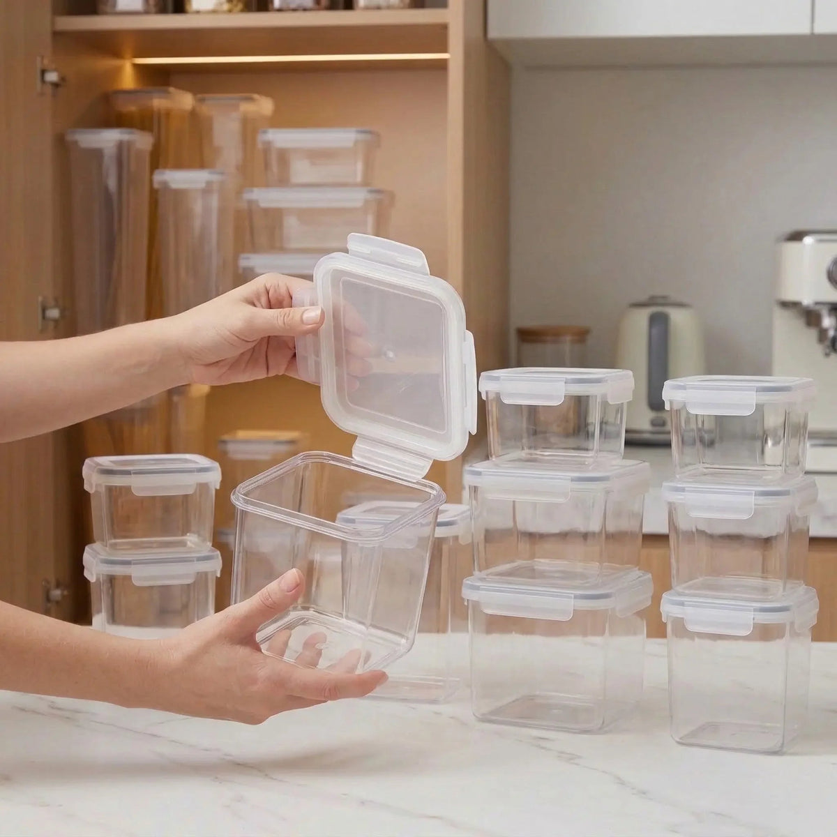 Set of 14 Stackable Square Airtight Containers
