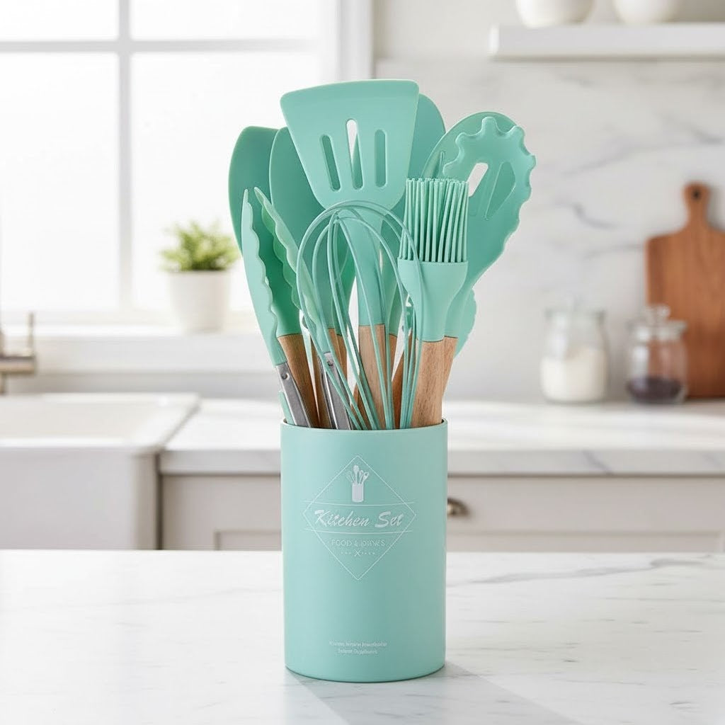 Kit 12 Non-Stick Silicone Utensils