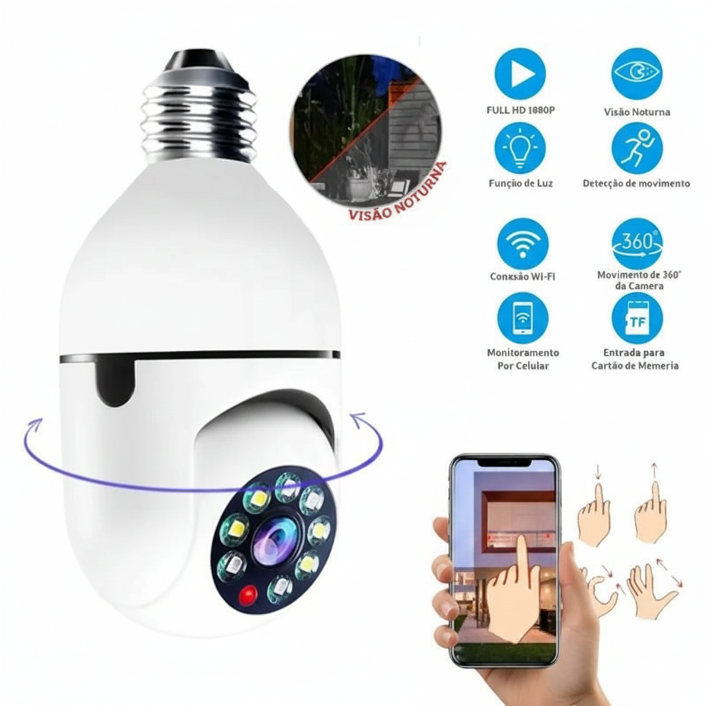 360 Degree Wi-Fi Security Camera Full HD 1080p With Microphone Recorder
