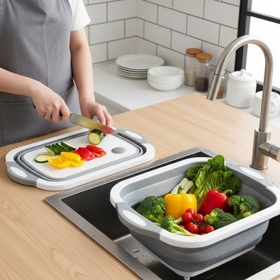 Retractable Basin and Multipurpose Cutting Board