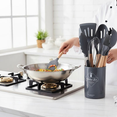 Kit 12 Non-Stick Silicone Utensils