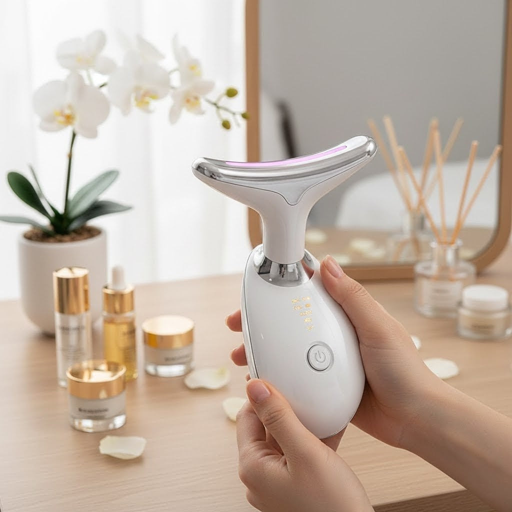 EMS Red Light Face and Neck Lifting, Wrinkle Remover, Tightening Massager