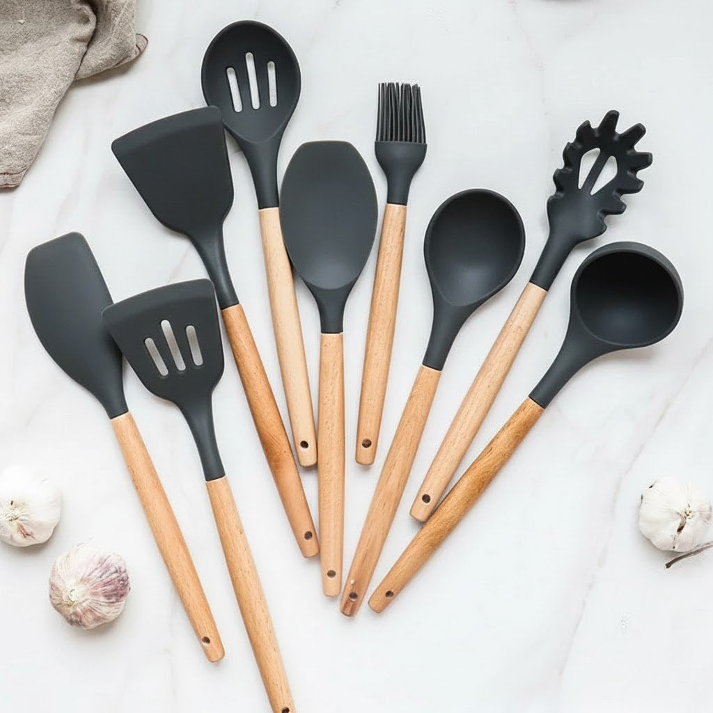 Kit 12 Non-Stick Silicone Utensils