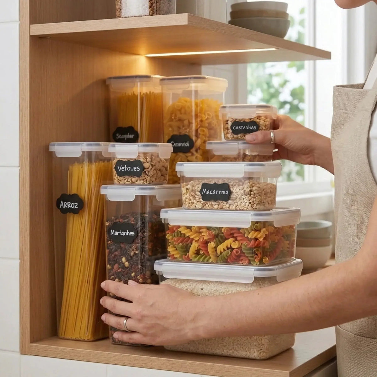 Set of 14 Stackable Square Airtight Containers