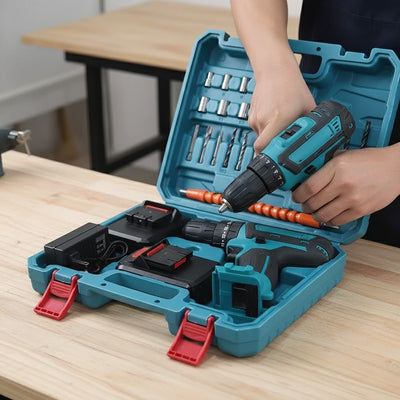 28 Pcs Screwdriver/Drill Kit + 2 Portable Batteries + Free Case