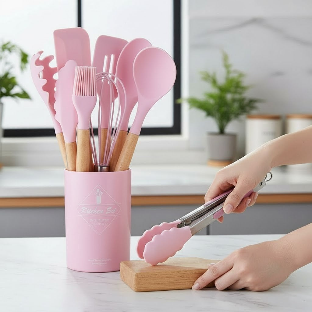 Kit 12 Non-Stick Silicone Utensils