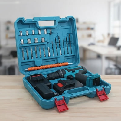 28 Pcs Screwdriver/Drill Kit + 2 Portable Batteries + Free Case