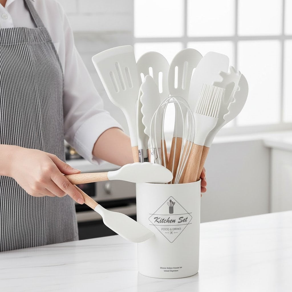 Kit 12 Non-Stick Silicone Utensils