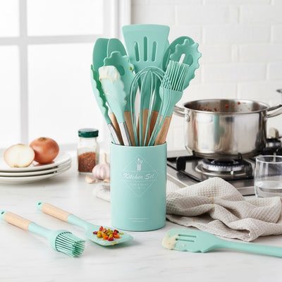 Kit 12 Non-Stick Silicone Utensils