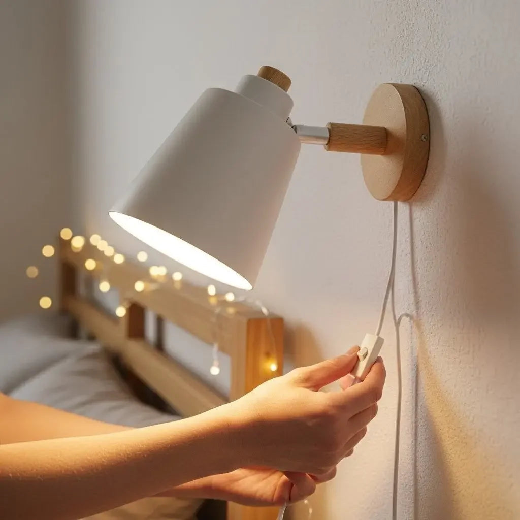 Wall Sconce Wooden with Switch Decorative Lighting