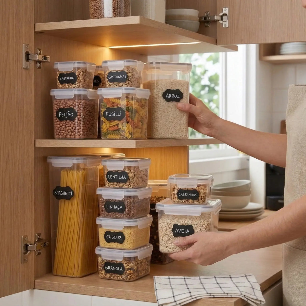 Set of 14 Stackable Square Airtight Containers