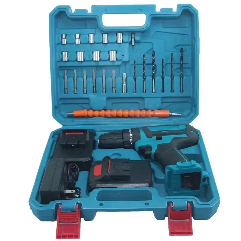 28 Pcs Screwdriver/Drill Kit + 2 Portable Batteries + Free Case
