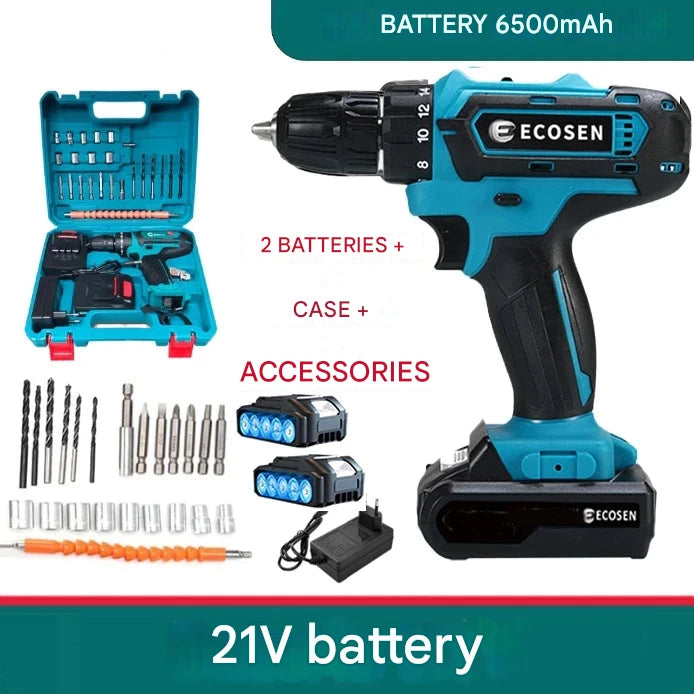 28 Pcs Screwdriver/Drill Kit + 2 Portable Batteries + Free Case