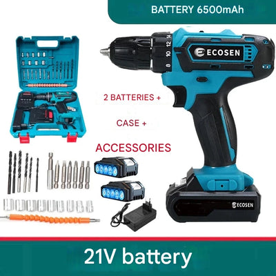 28 Pcs Screwdriver/Drill Kit + 2 Portable Batteries + Free Case