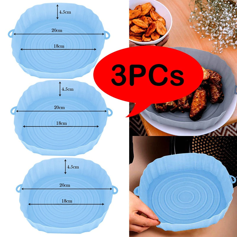 Kit 3 Permanent Silicone Trays for Air Fryer