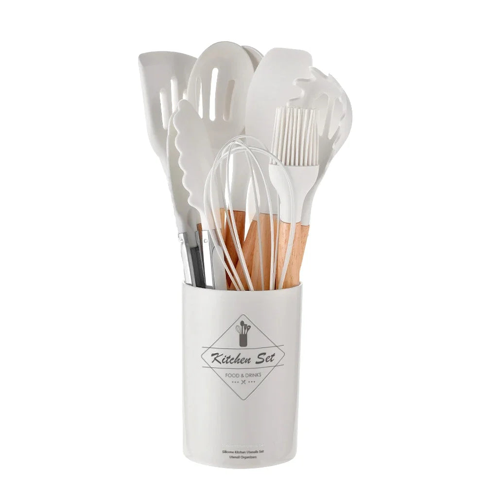 Kit 12 Non-Stick Silicone Utensils