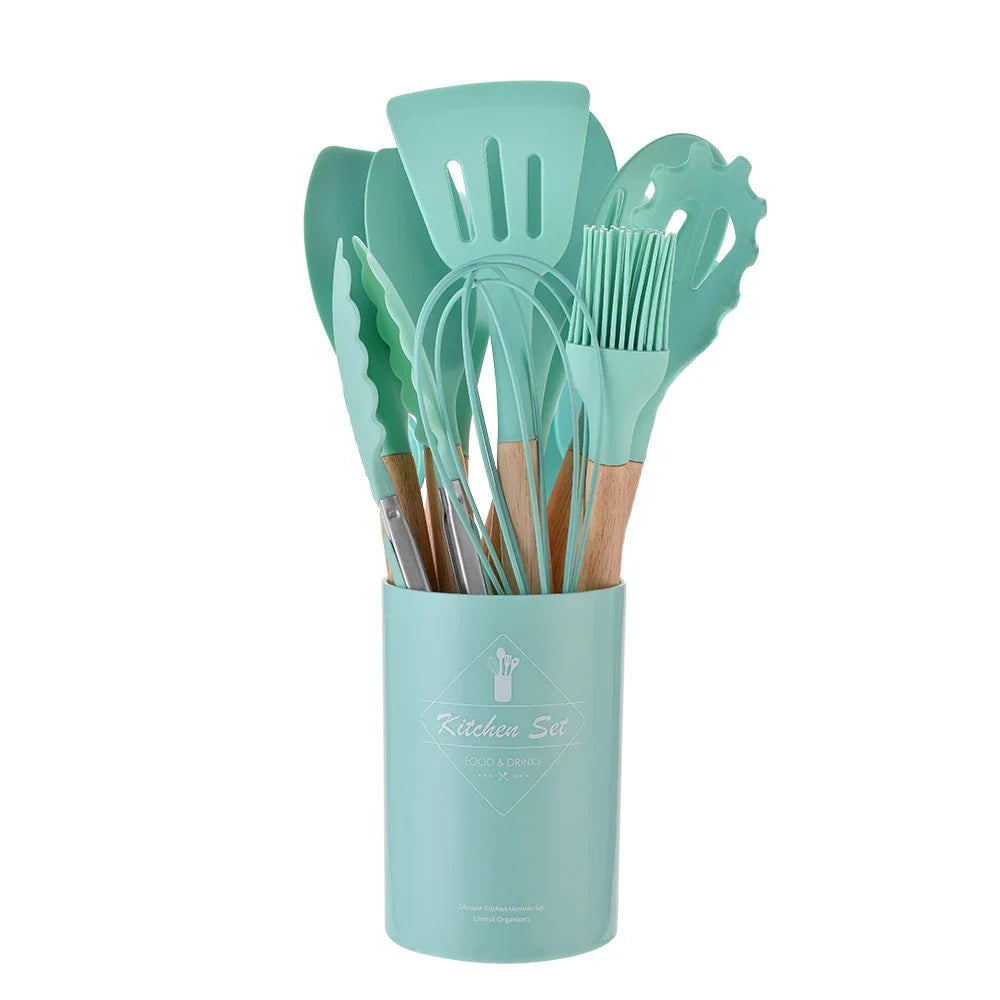 Kit 12 Non-Stick Silicone Utensils