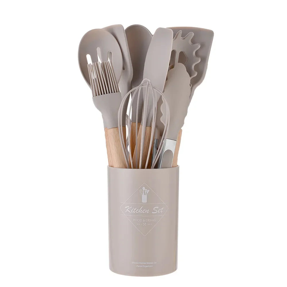 Kit 12 Non-Stick Silicone Utensils