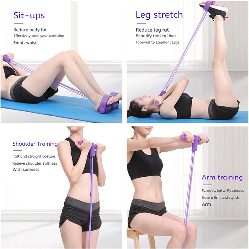 6 Tube Resistance Band Multi Function Tension Rope Fitness Bands 6 Tube Elastic Yoga Pedal Puller For Sports Exercises At Gym