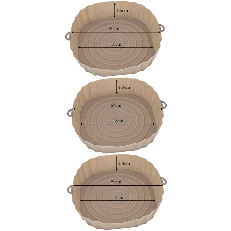 Kit 3 Permanent Silicone Trays for Air Fryer