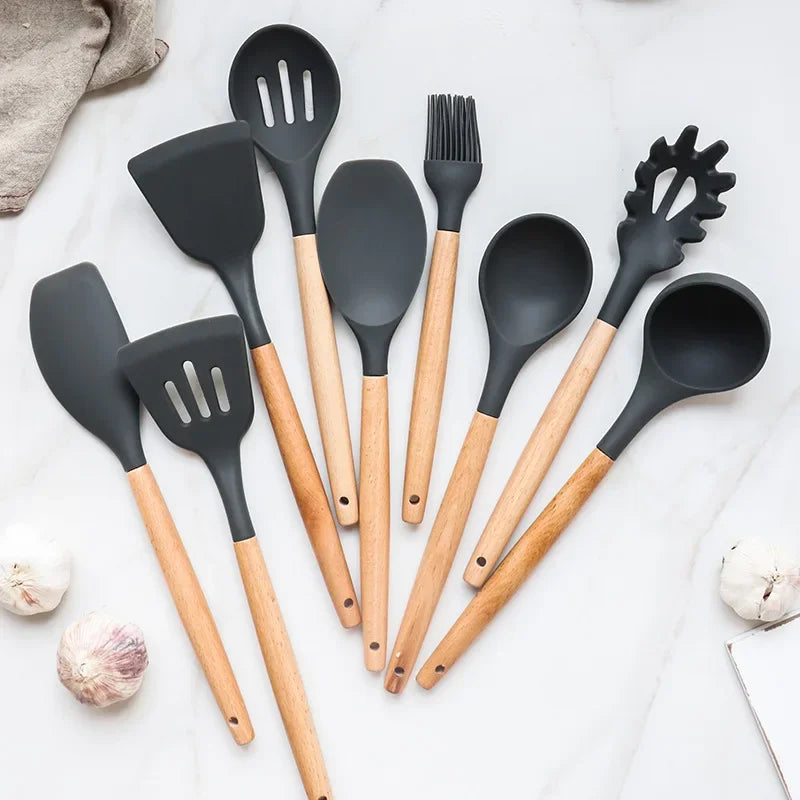 Kit 12 Non-Stick Silicone Utensils