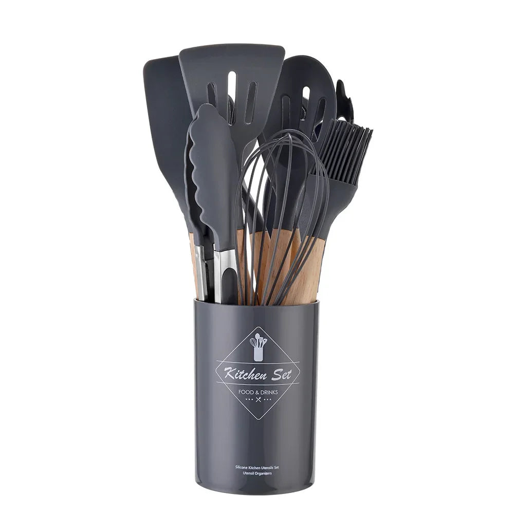 Kit 12 Non-Stick Silicone Utensils