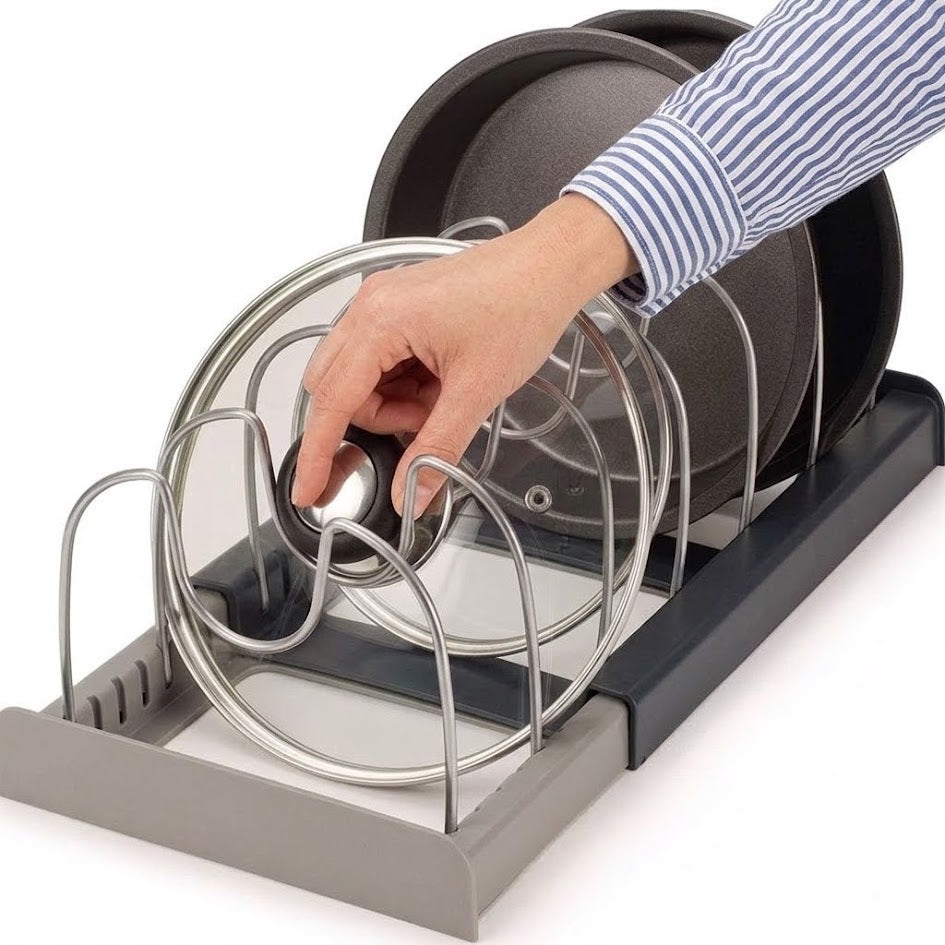 Expandable Pot and Lid Organizer Support