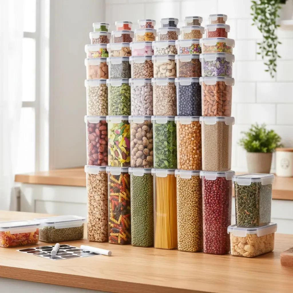 Set of 14 Stackable Square Airtight Containers
