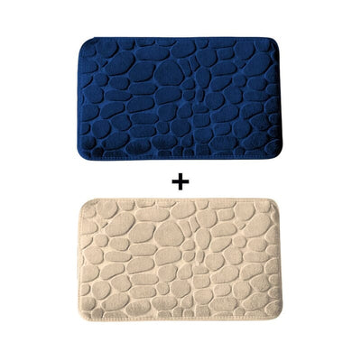 Kit of 2 Ultra Absorbent 3D Non-Slip Bathroom Mats