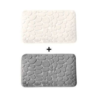 Kit of 2 Ultra Absorbent 3D Non-Slip Bathroom Mats