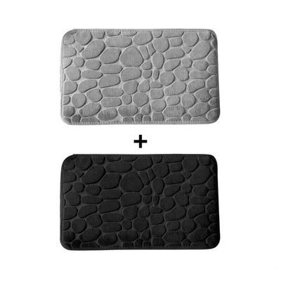 Kit of 2 Ultra Absorbent 3D Non-Slip Bathroom Mats