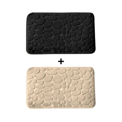 Kit of 2 Ultra Absorbent 3D Non-Slip Bathroom Mats