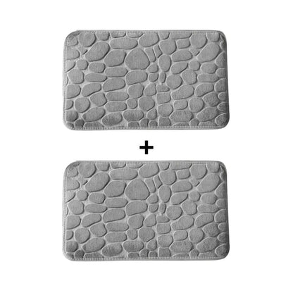 Kit of 2 Ultra Absorbent 3D Non-Slip Bathroom Mats