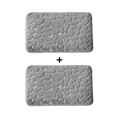 Kit of 2 Ultra Absorbent 3D Non-Slip Bathroom Mats