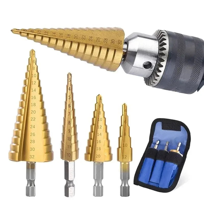 Complete Set of 6 Titanium Step Drill Bits