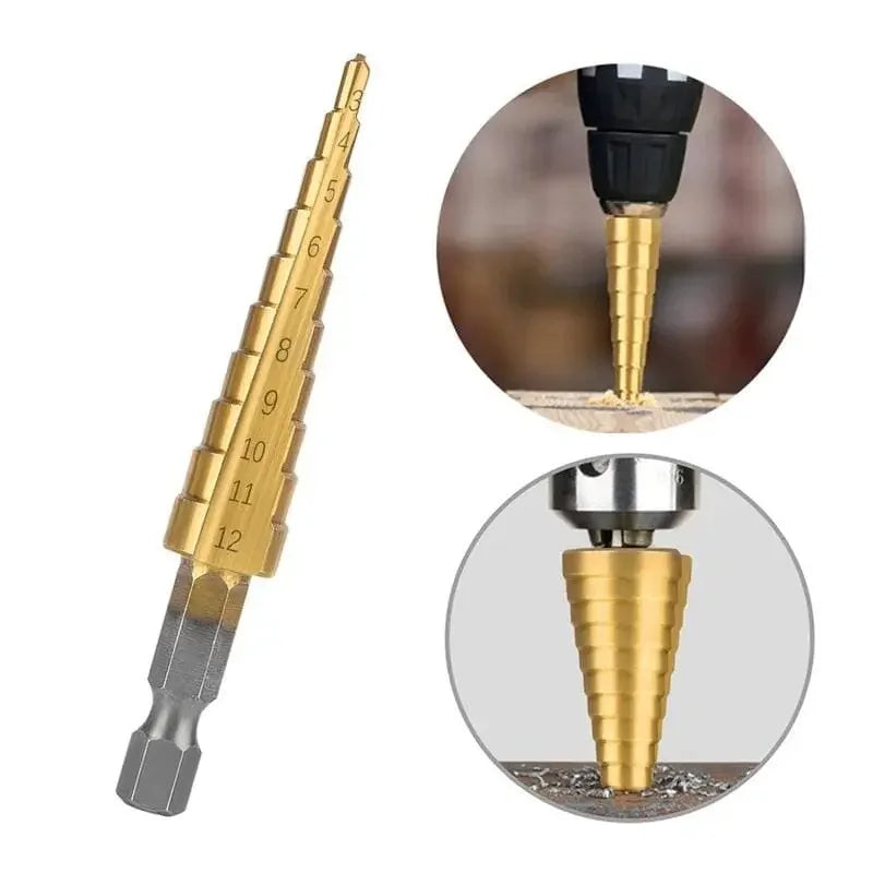 Complete Set of 6 Titanium Step Drill Bits