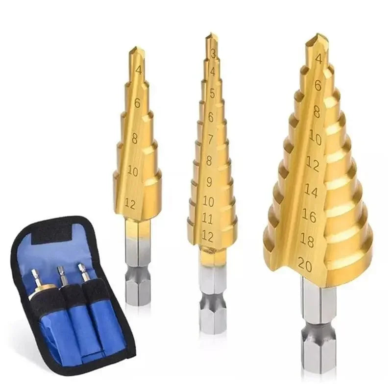 Complete Set of 6 Titanium Step Drill Bits